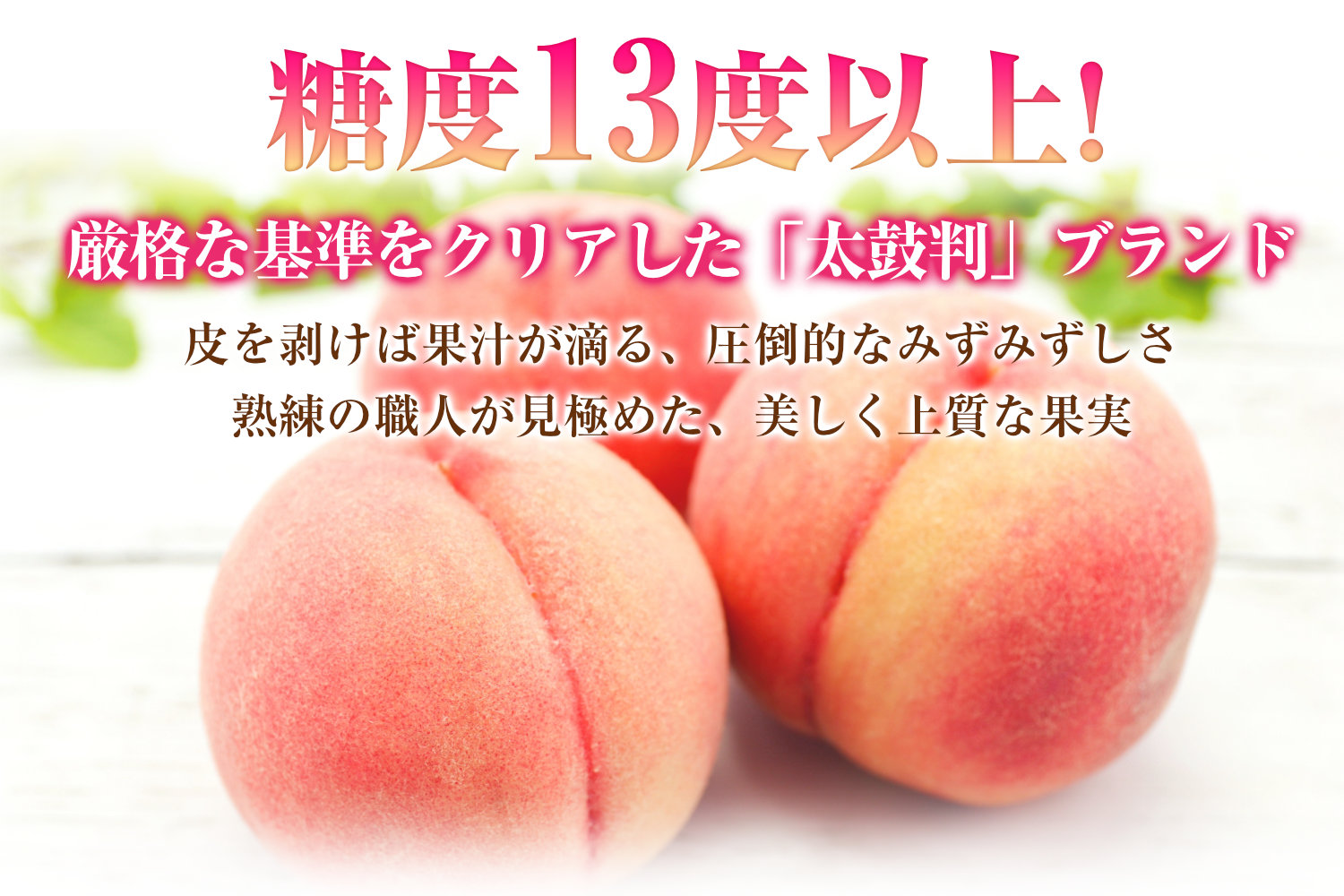 糖度13度以上！熟練の職人が見極めた、美しく上質な「太鼓判」ブランド